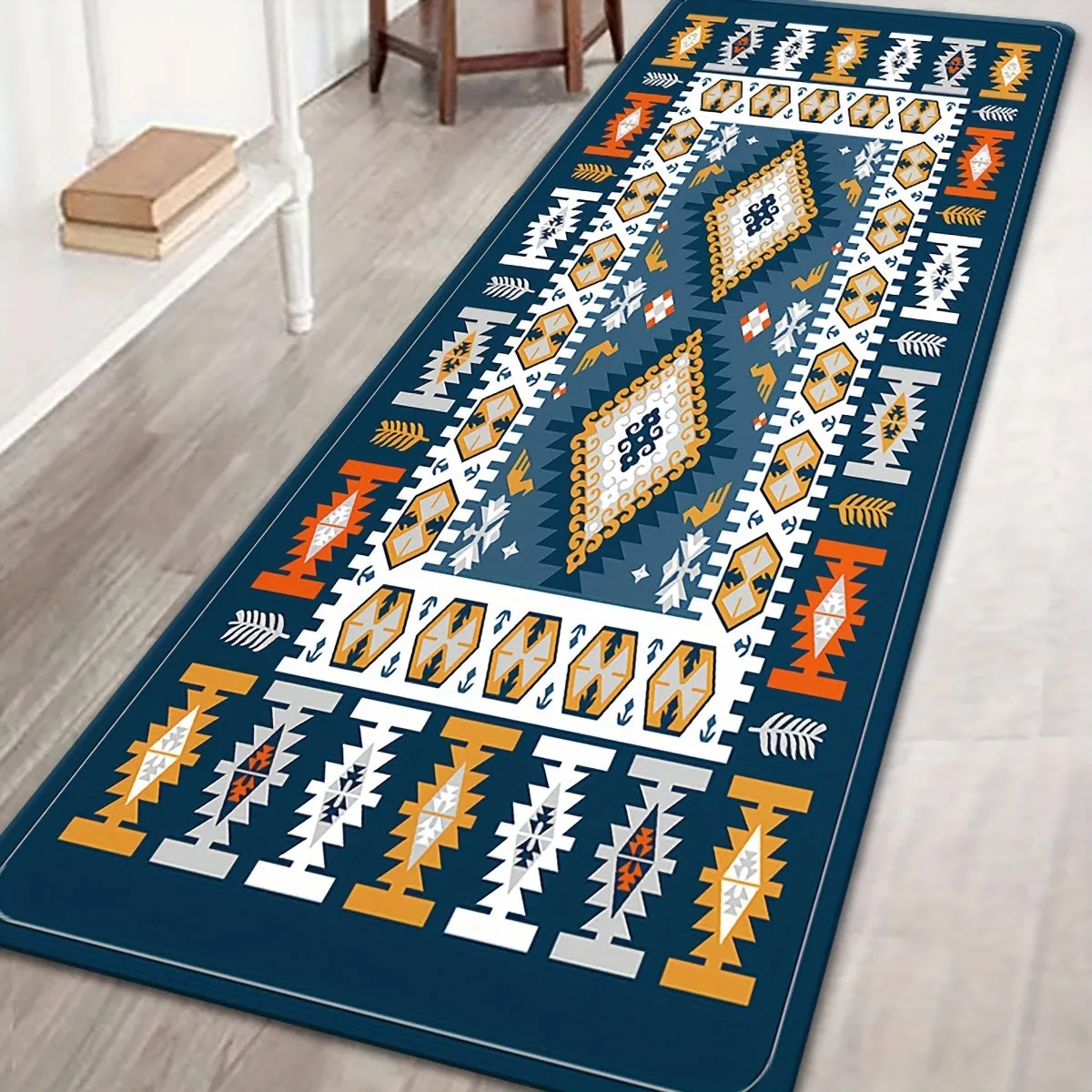 1pc soft Southwest Kitchen rugs, Navy Blue Carpet, runner rugs for kitchen laundry hallway, Dirt-resistant Durable Washable Non-