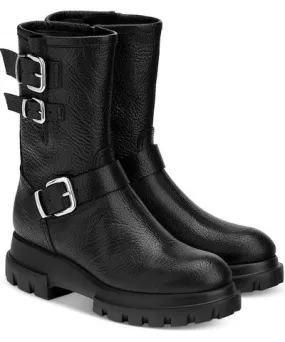 AGL Womens Leather Lug Sole Ankle Boots