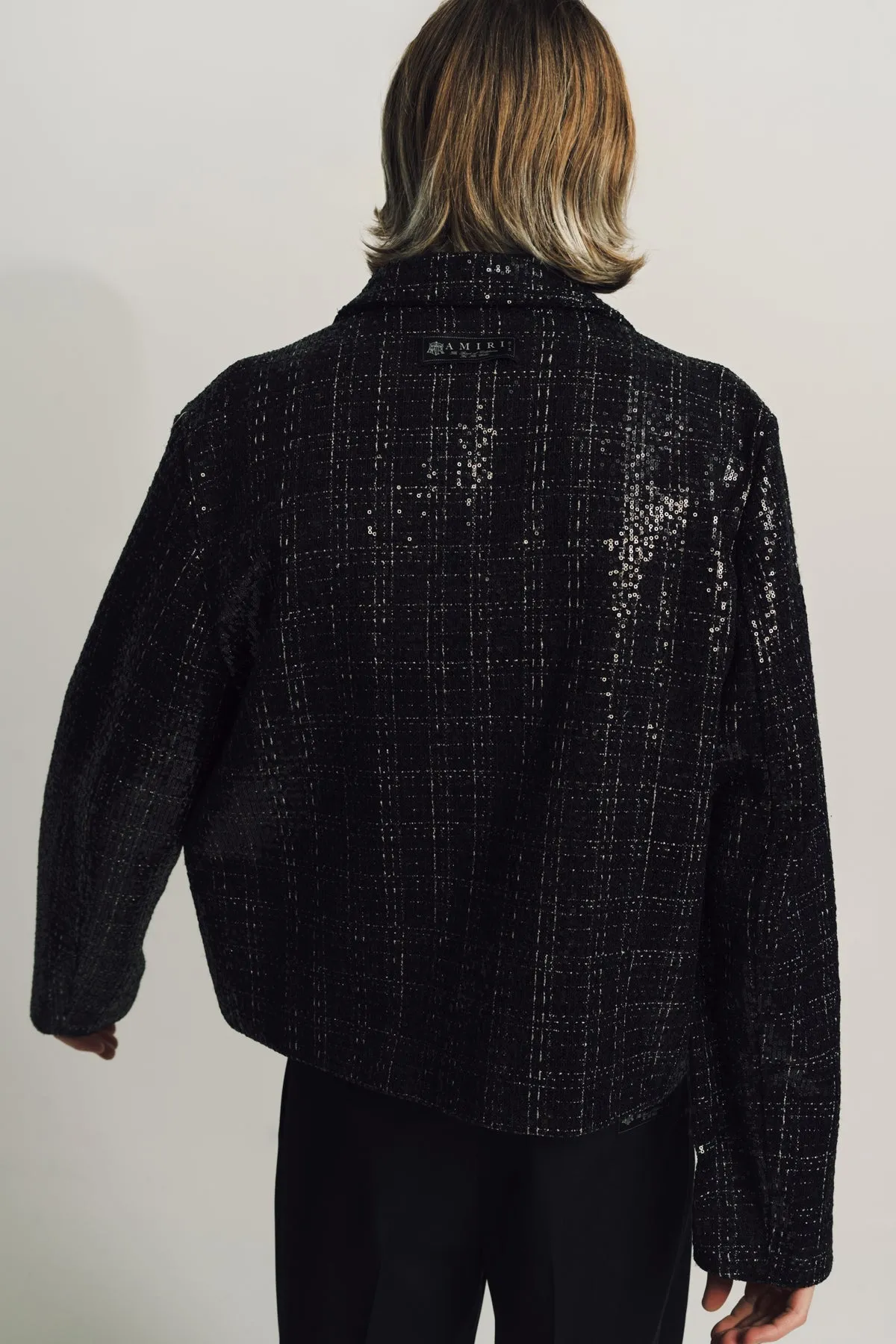 AMIRI | SEQUINED CROPPED CAR COAT