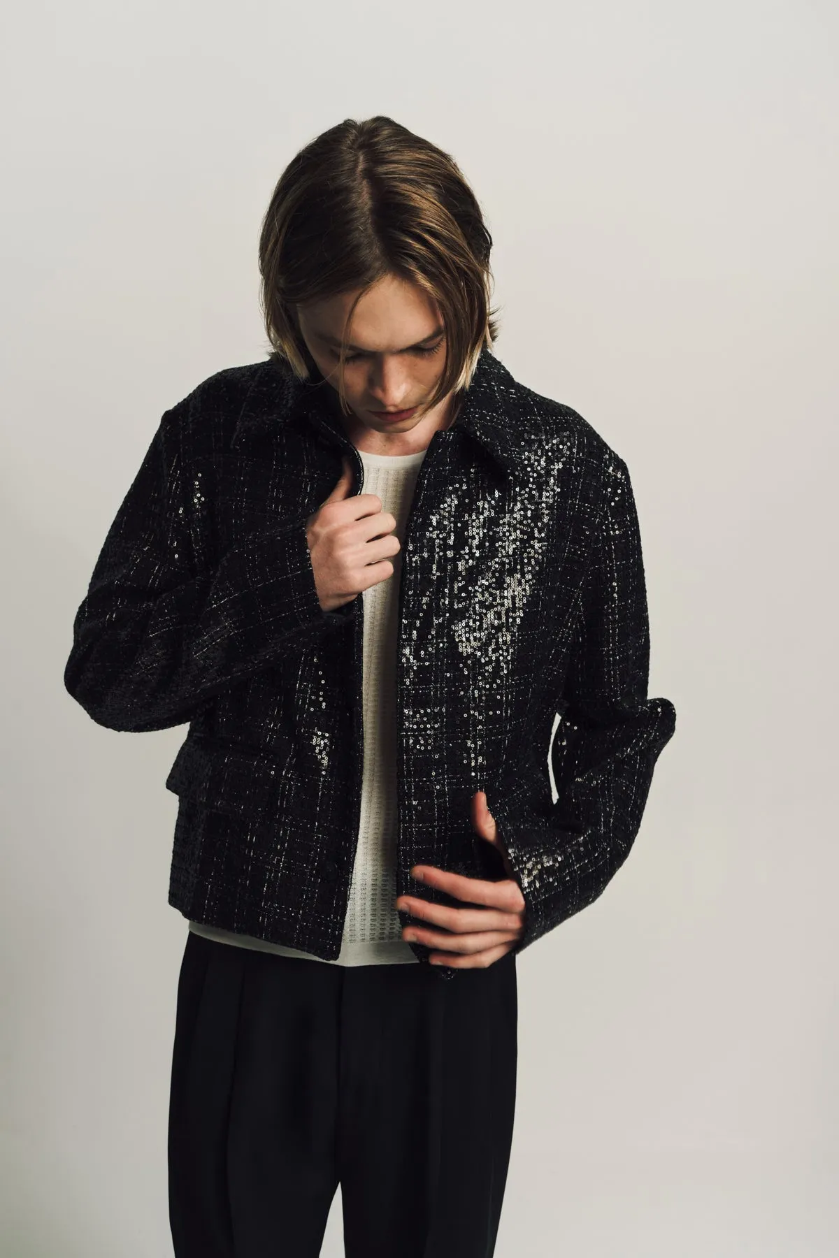 AMIRI | SEQUINED CROPPED CAR COAT