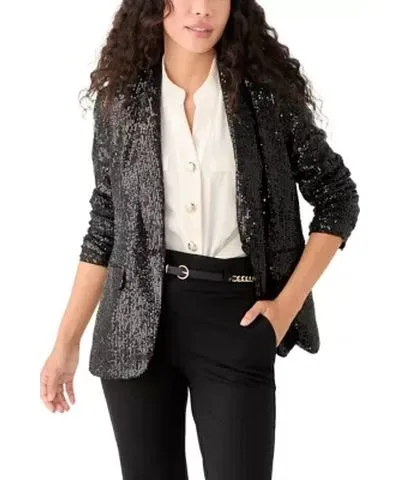 Anne Klein Women's Petite Shawl Collar Sequin Blazer