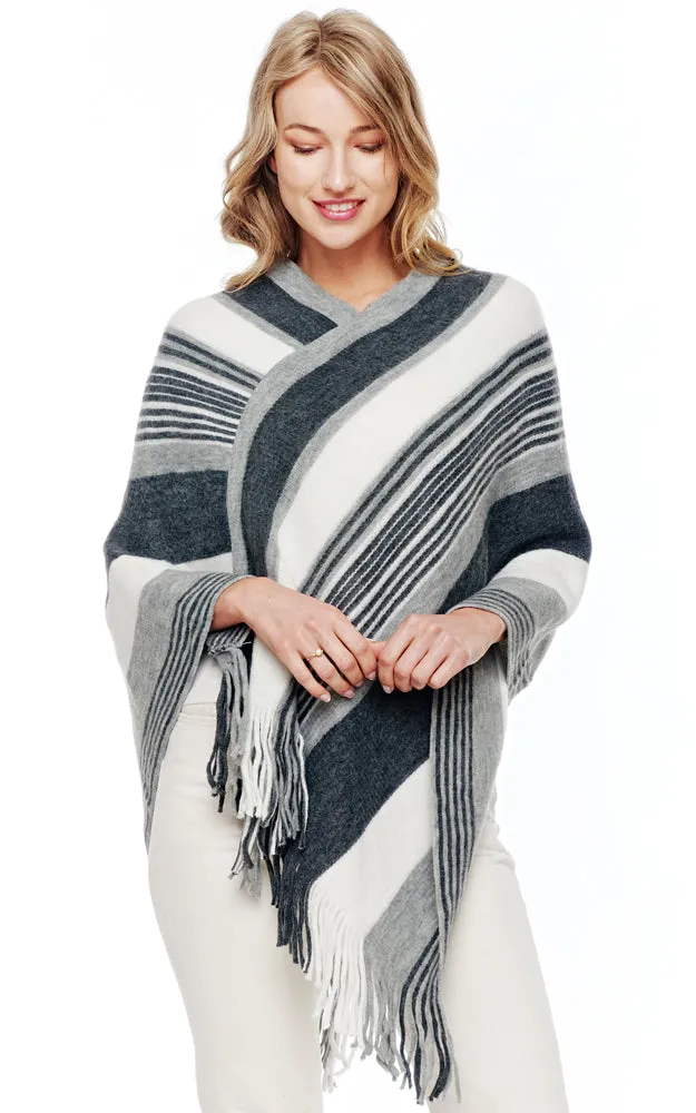 BAAP2003 Multi Stripe Pattern Poncho