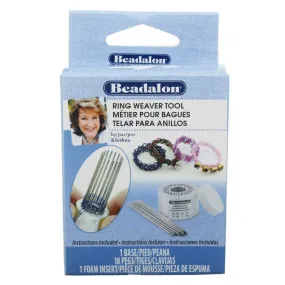 Beadalon Ring Weaver Tool, Aluminum Base with 18 Pins, Makes Sizes  4 / 6 / 9 & 11