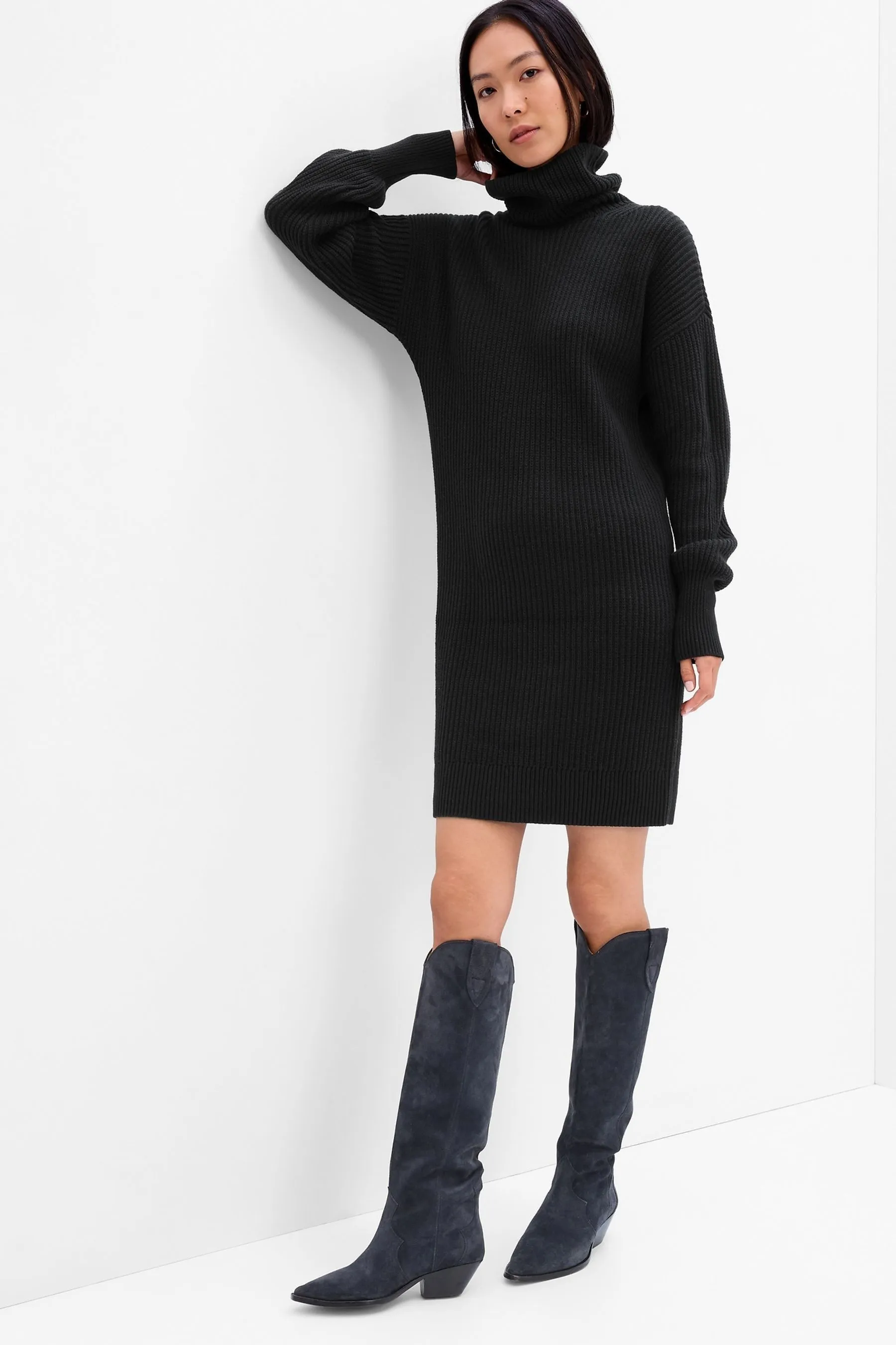 Black Turtleneck Jumper Dress