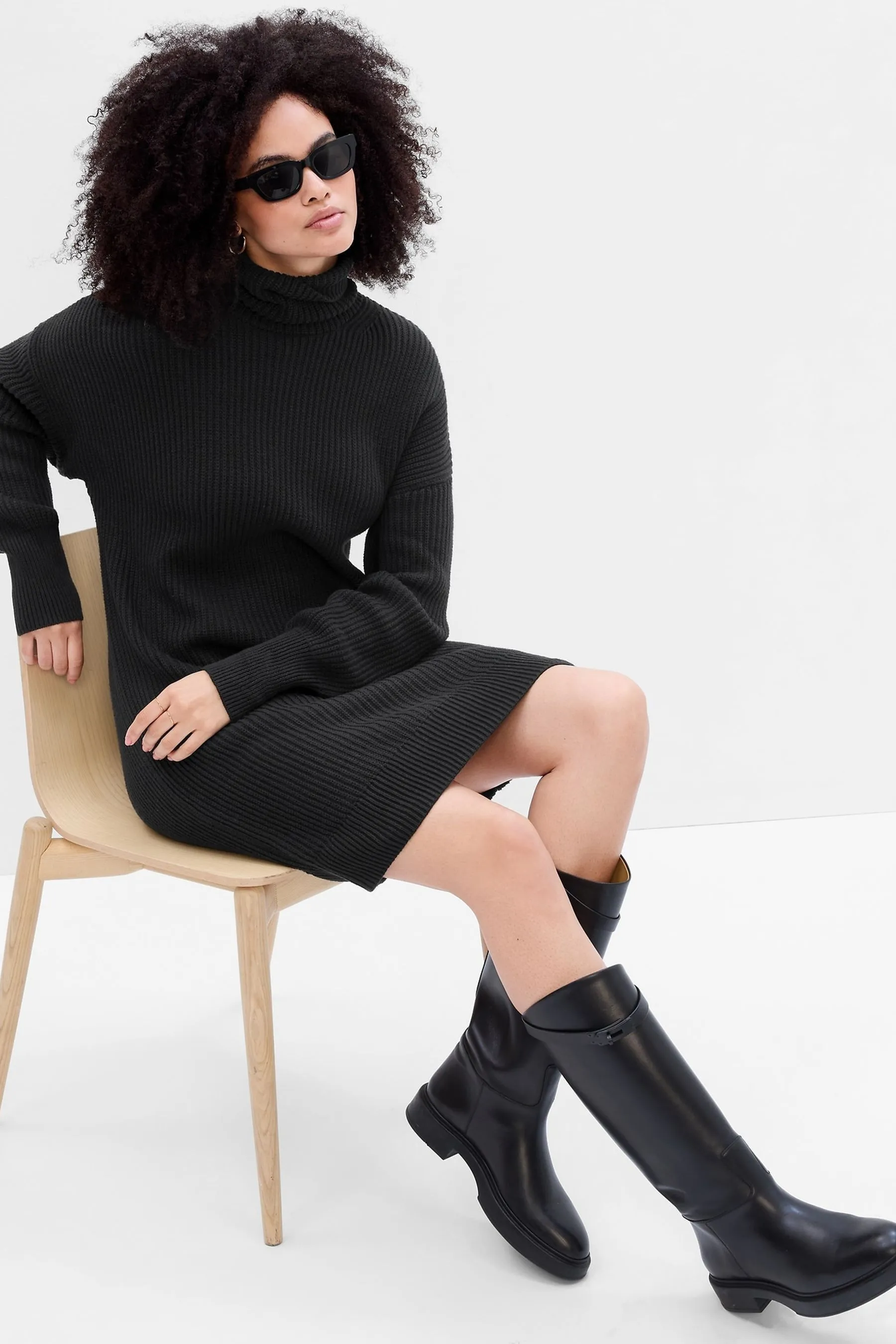 Black Turtleneck Jumper Dress