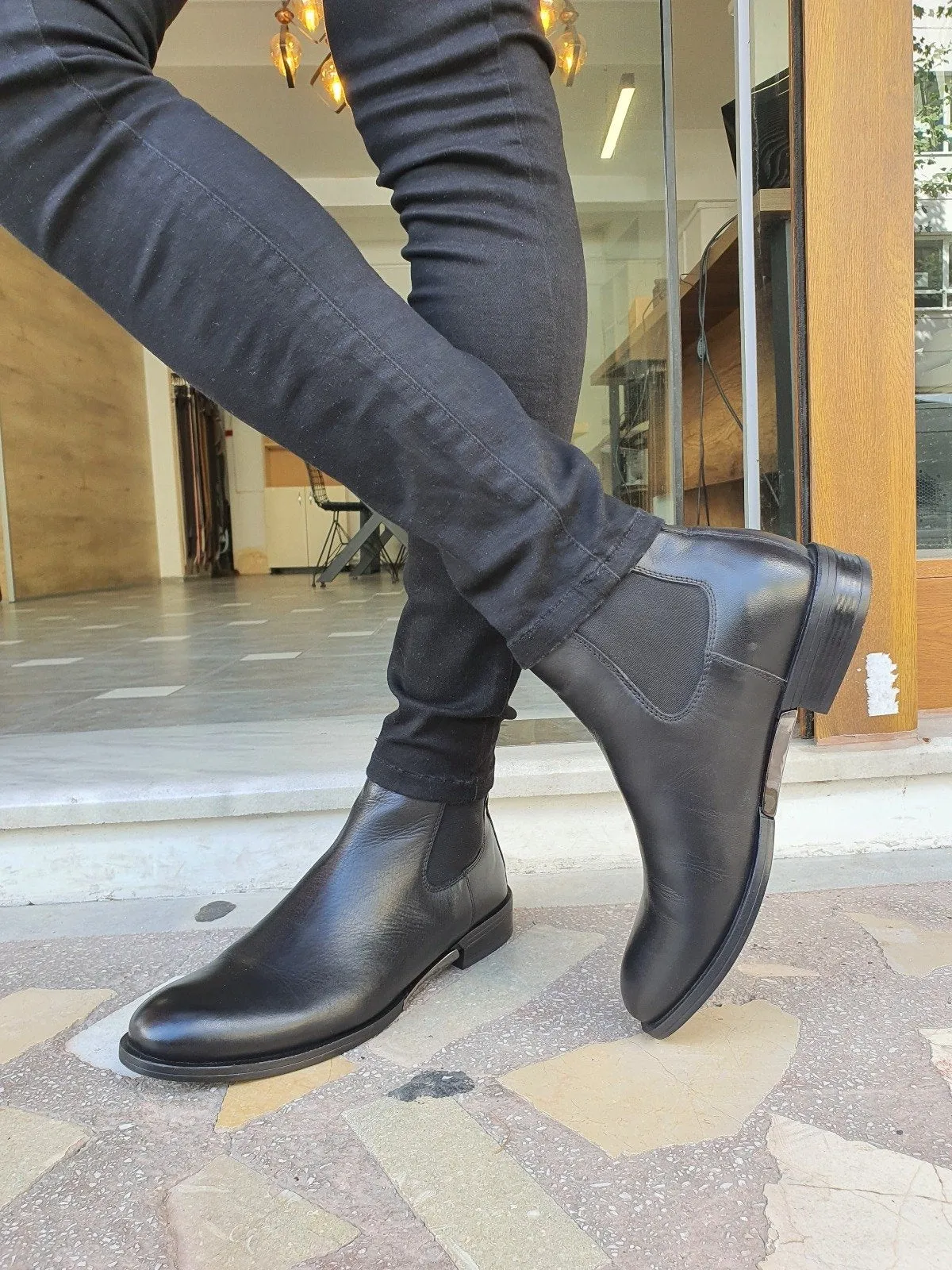 Bojo Genuine Leather Black Boots Shoes