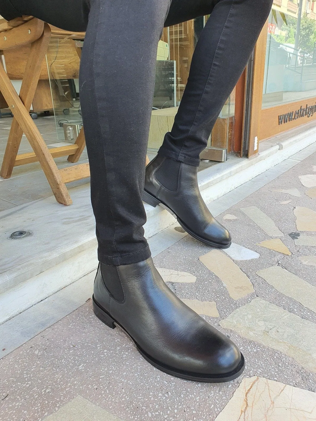 Bojo Genuine Leather Black Boots Shoes