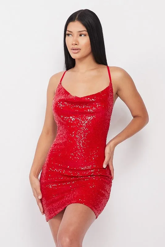 Booboo Red Sparkly Mini Dress