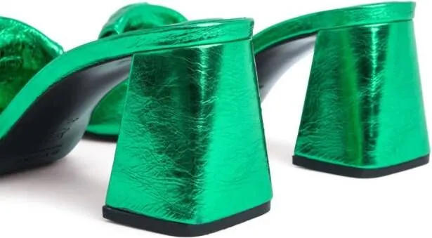 BY FAR Lamar 70mm metallic mules Green