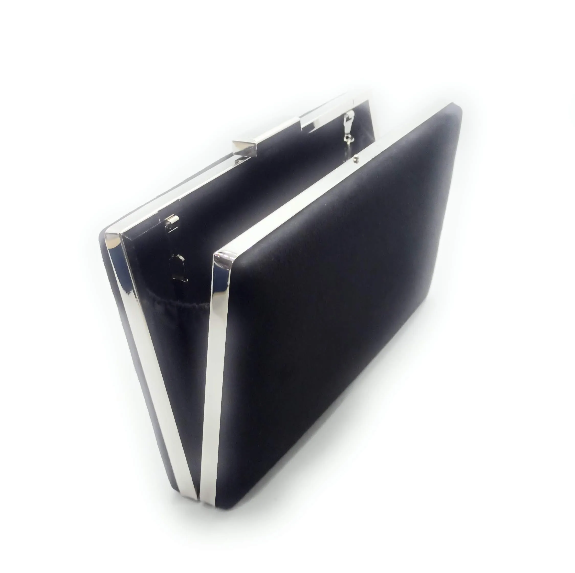 Cartera De Mano Bolso Fiesta Rectangular · Ante Negro Plata (última unidad!)