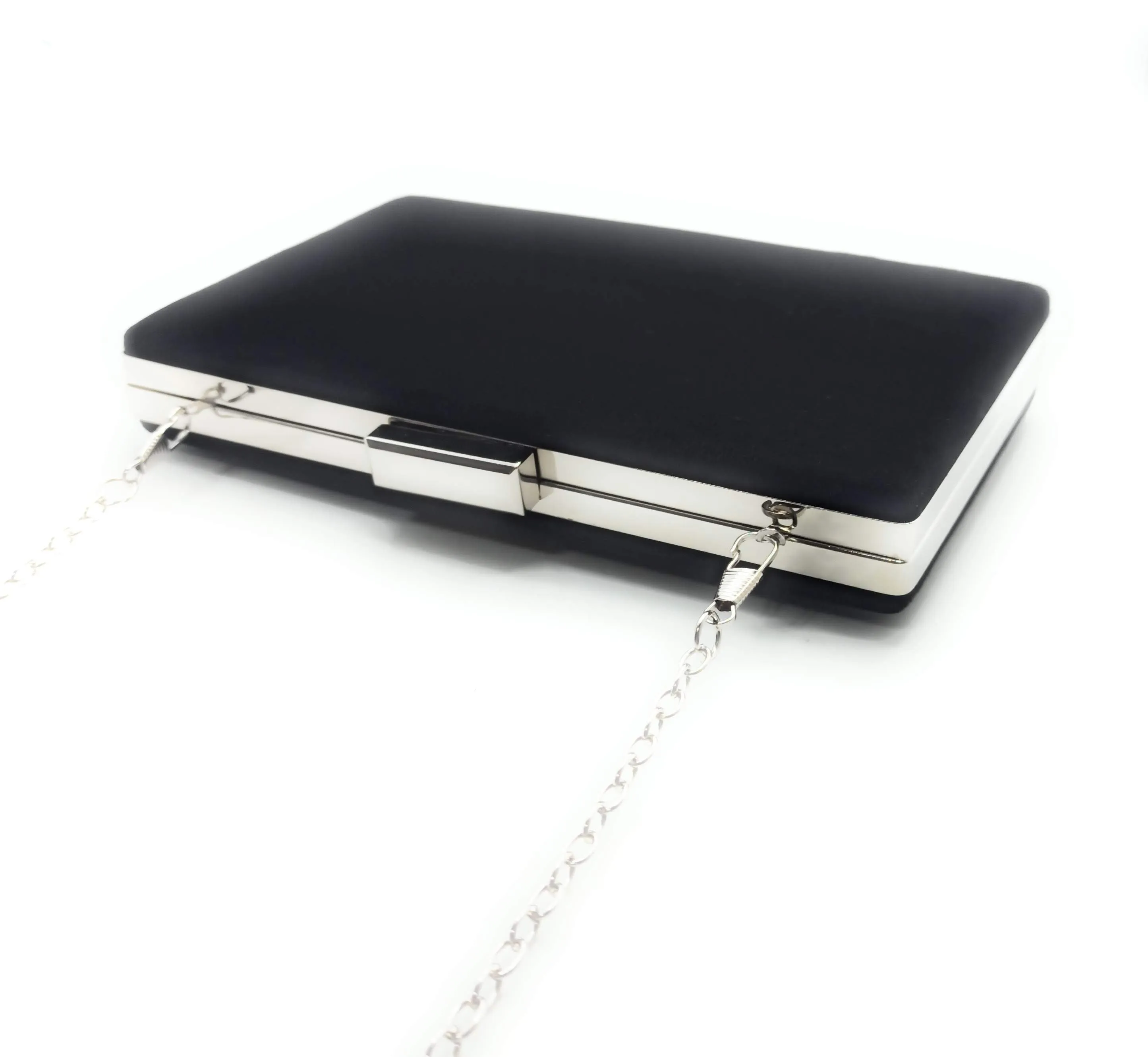 Cartera De Mano Bolso Fiesta Rectangular · Ante Negro Plata (última unidad!)