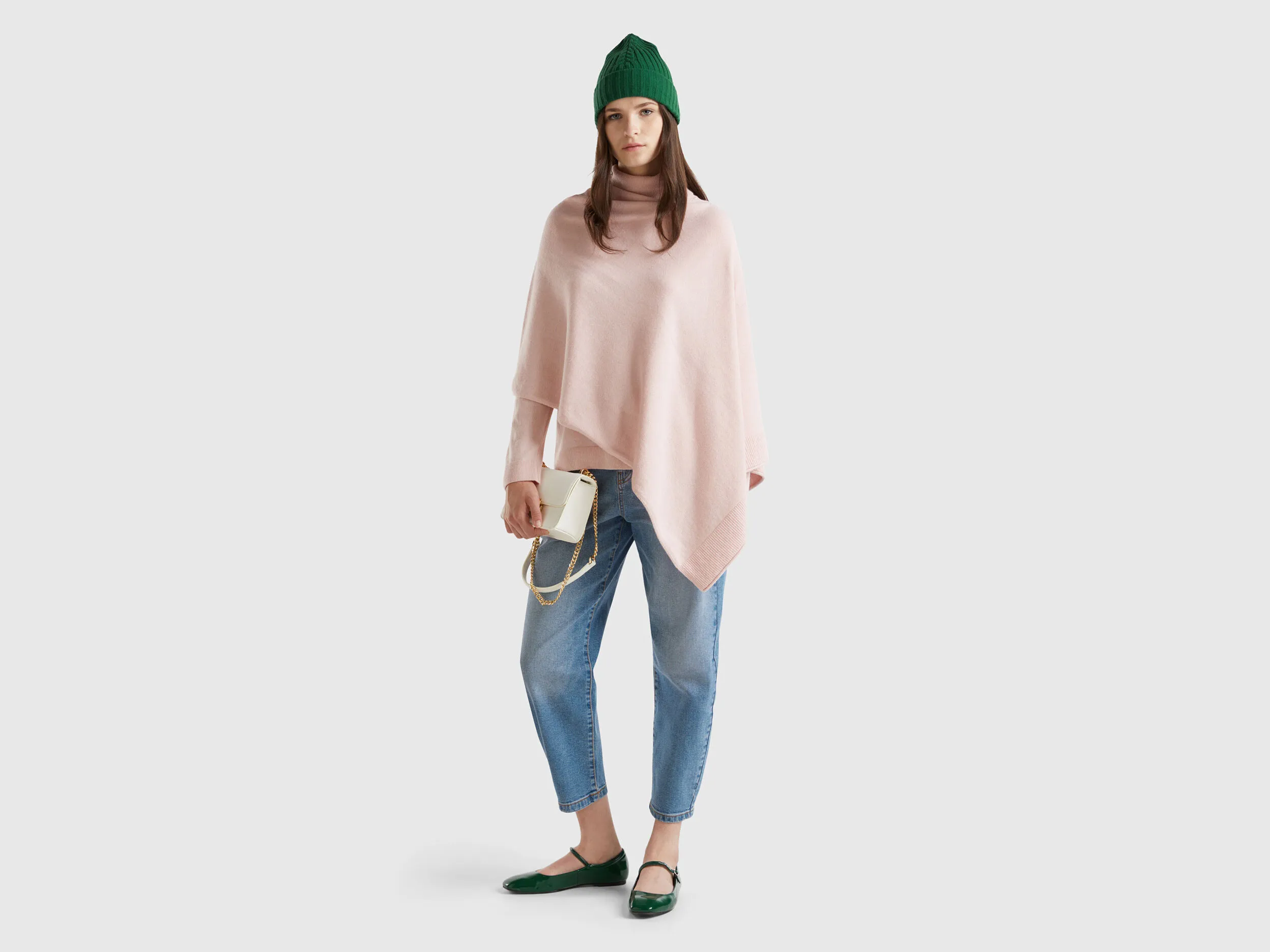 Cashmere blend poncho - Pastel Pink | Benetton