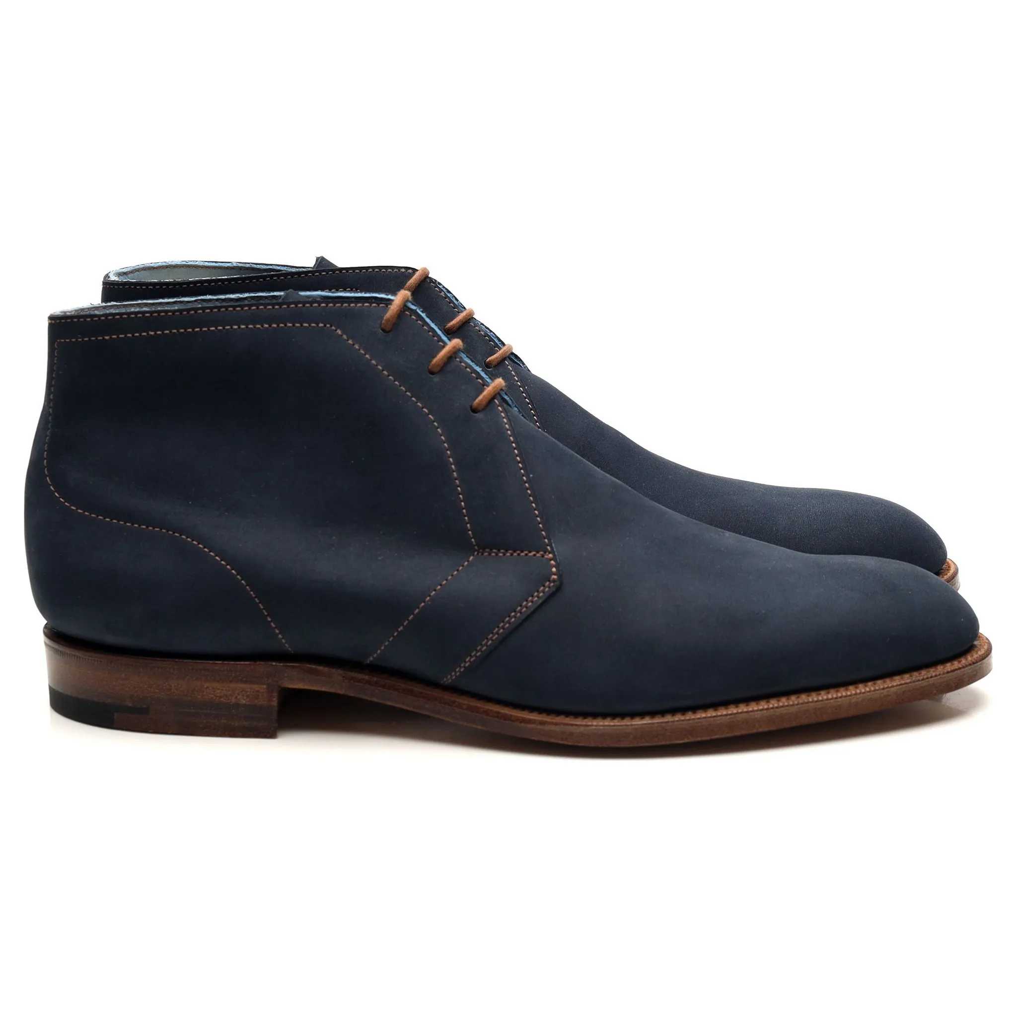 'Cherwell' Navy Blue Nubuck Leather Chukka Boots UK 6 E