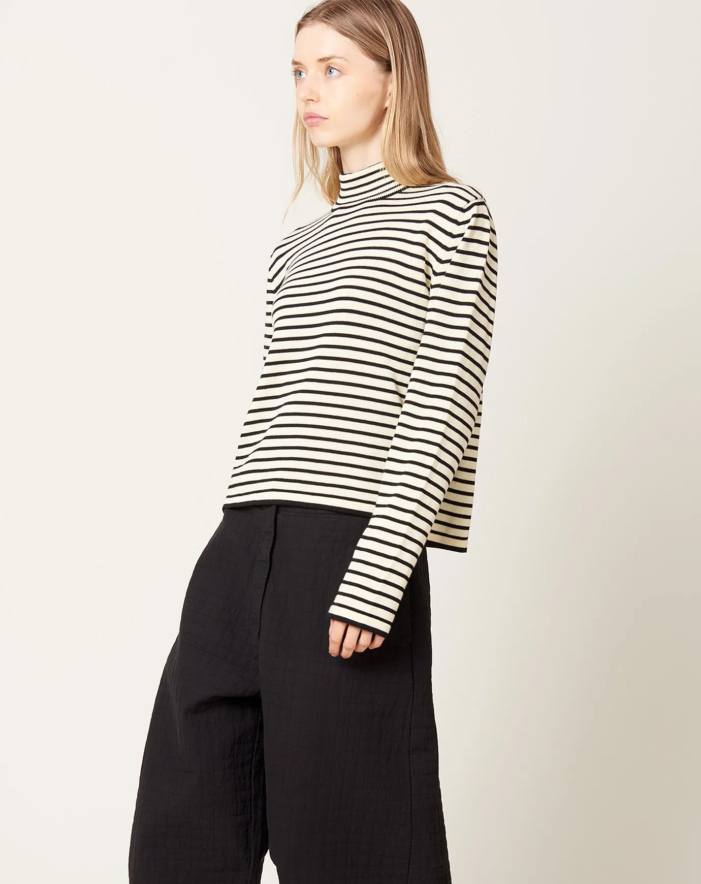 Cotton Striped Turtleneck Sweater