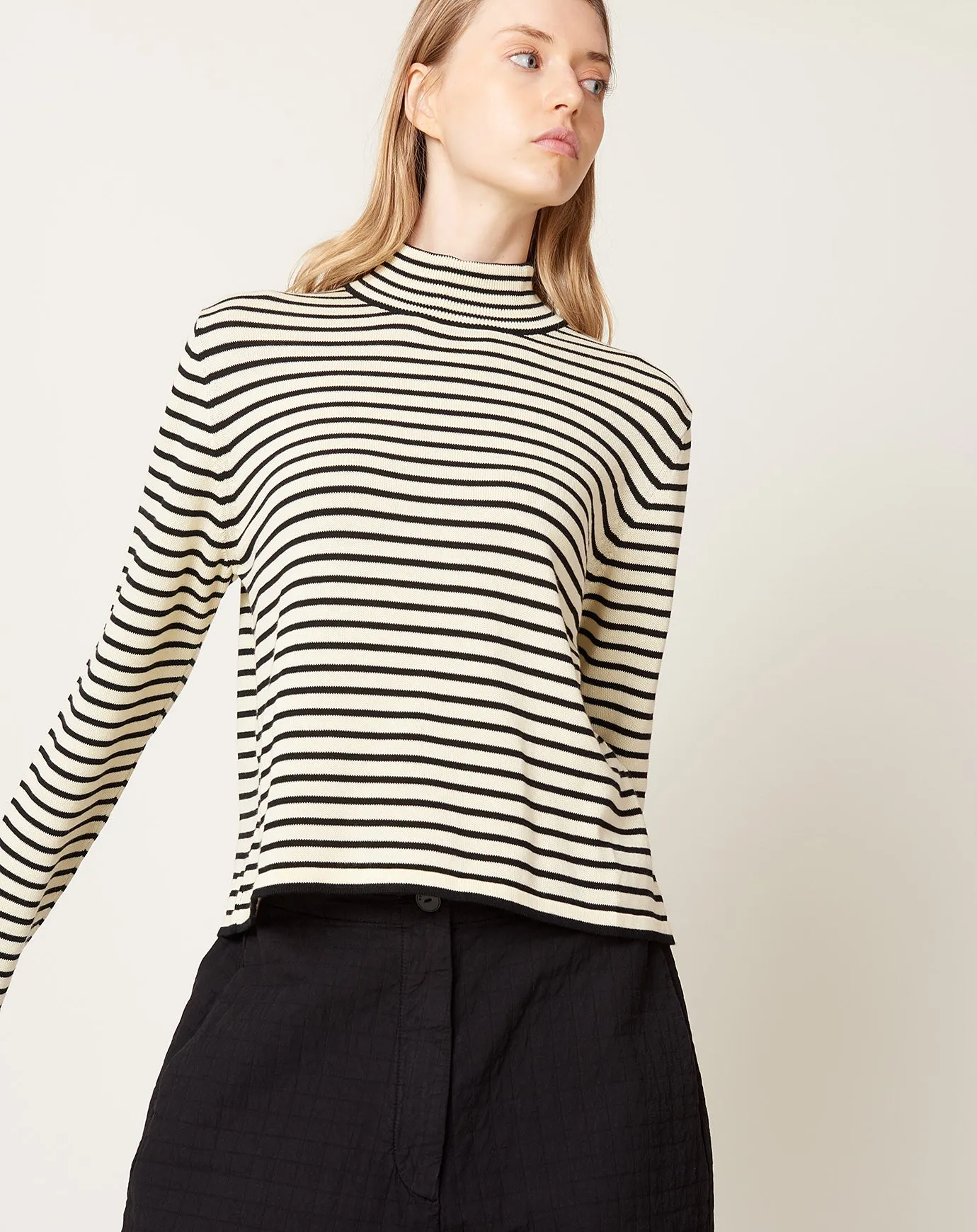 Cotton Striped Turtleneck Sweater