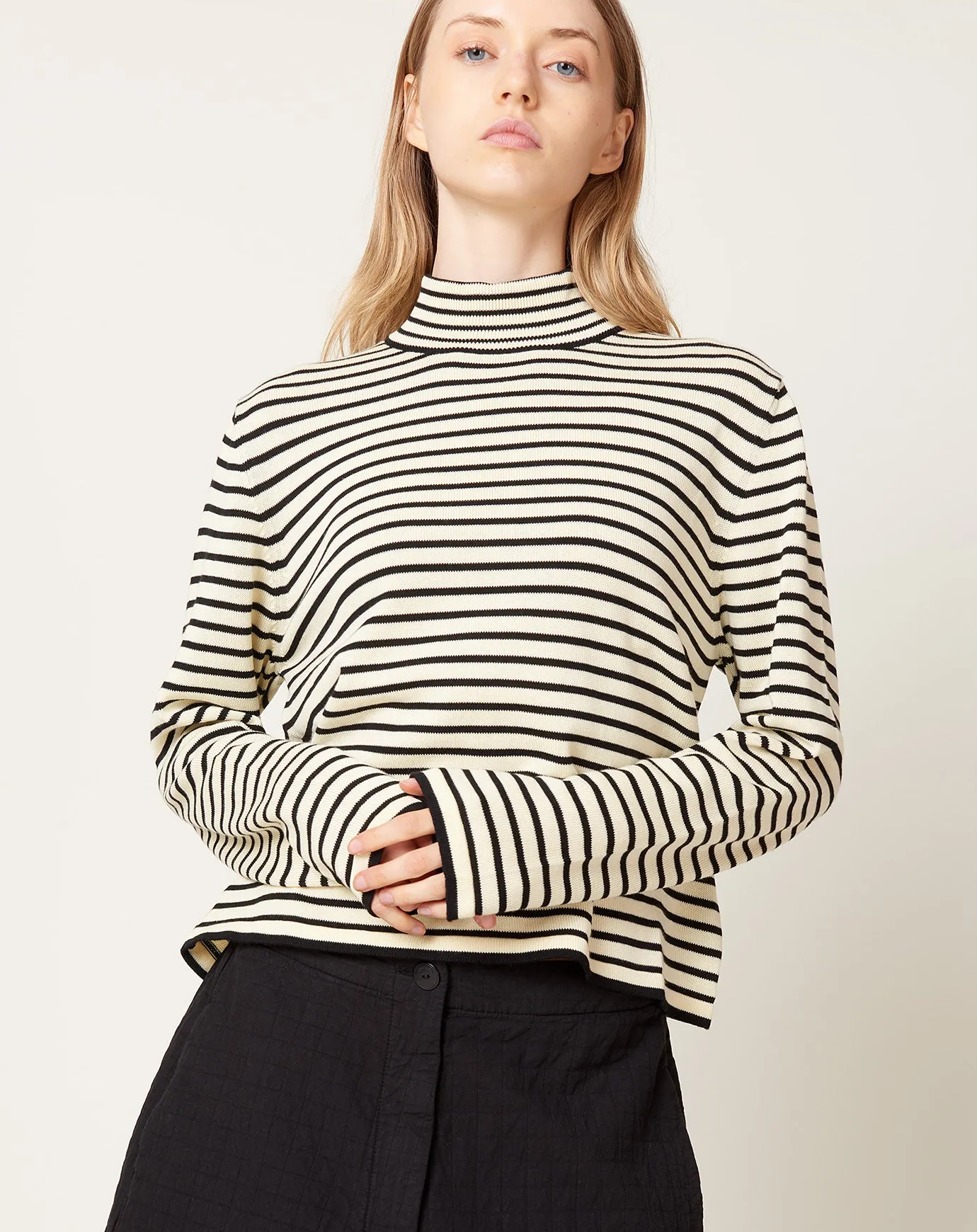 Cotton Striped Turtleneck Sweater