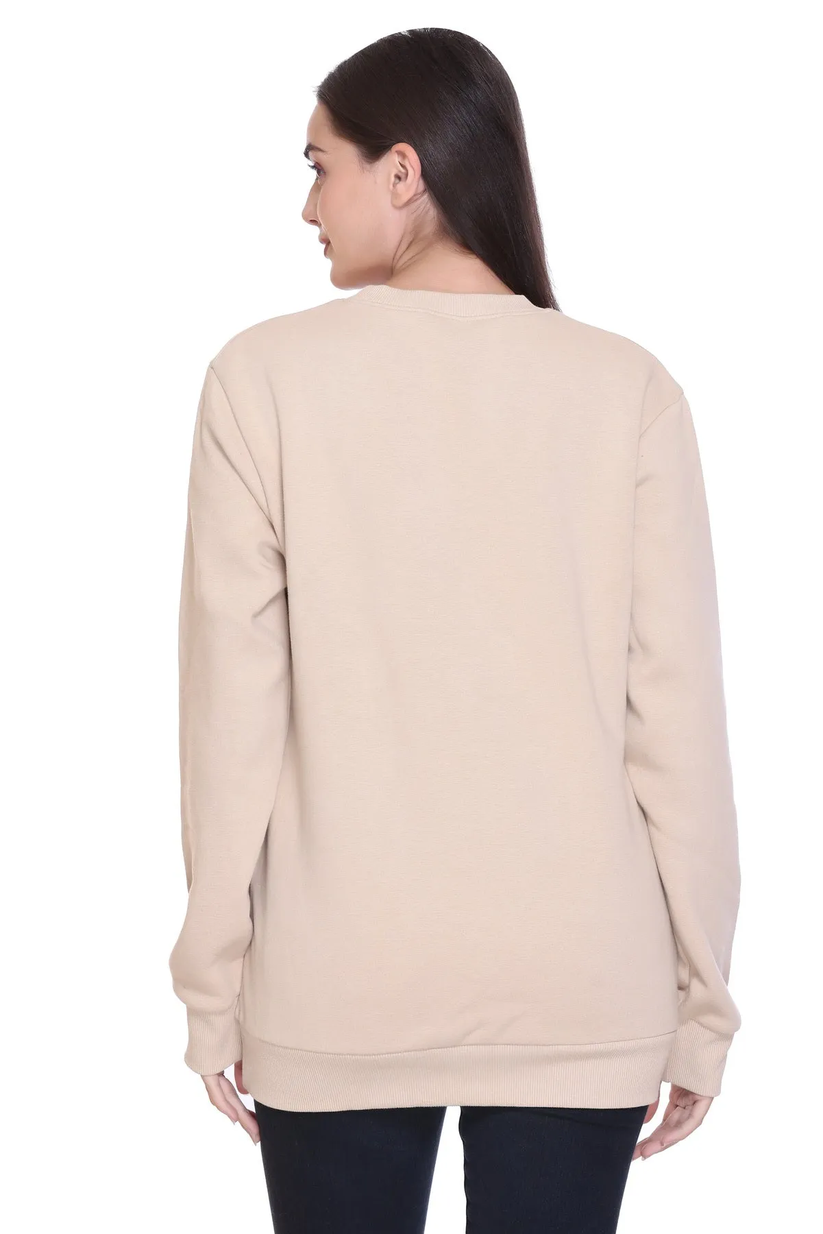 Crew Neck Sweatshirt(Unisex)  Beige-50/50 Fleece