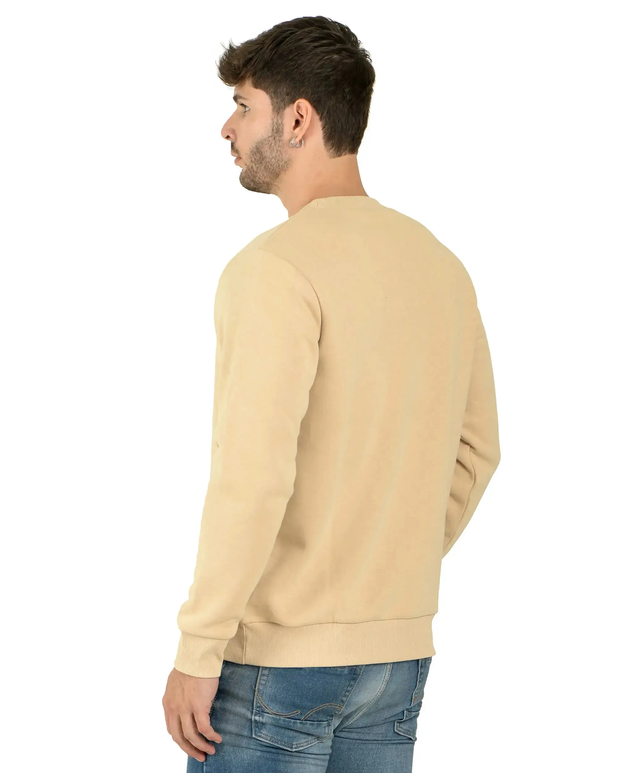 Crew Neck Sweatshirt(Unisex)  Beige-50/50 Fleece