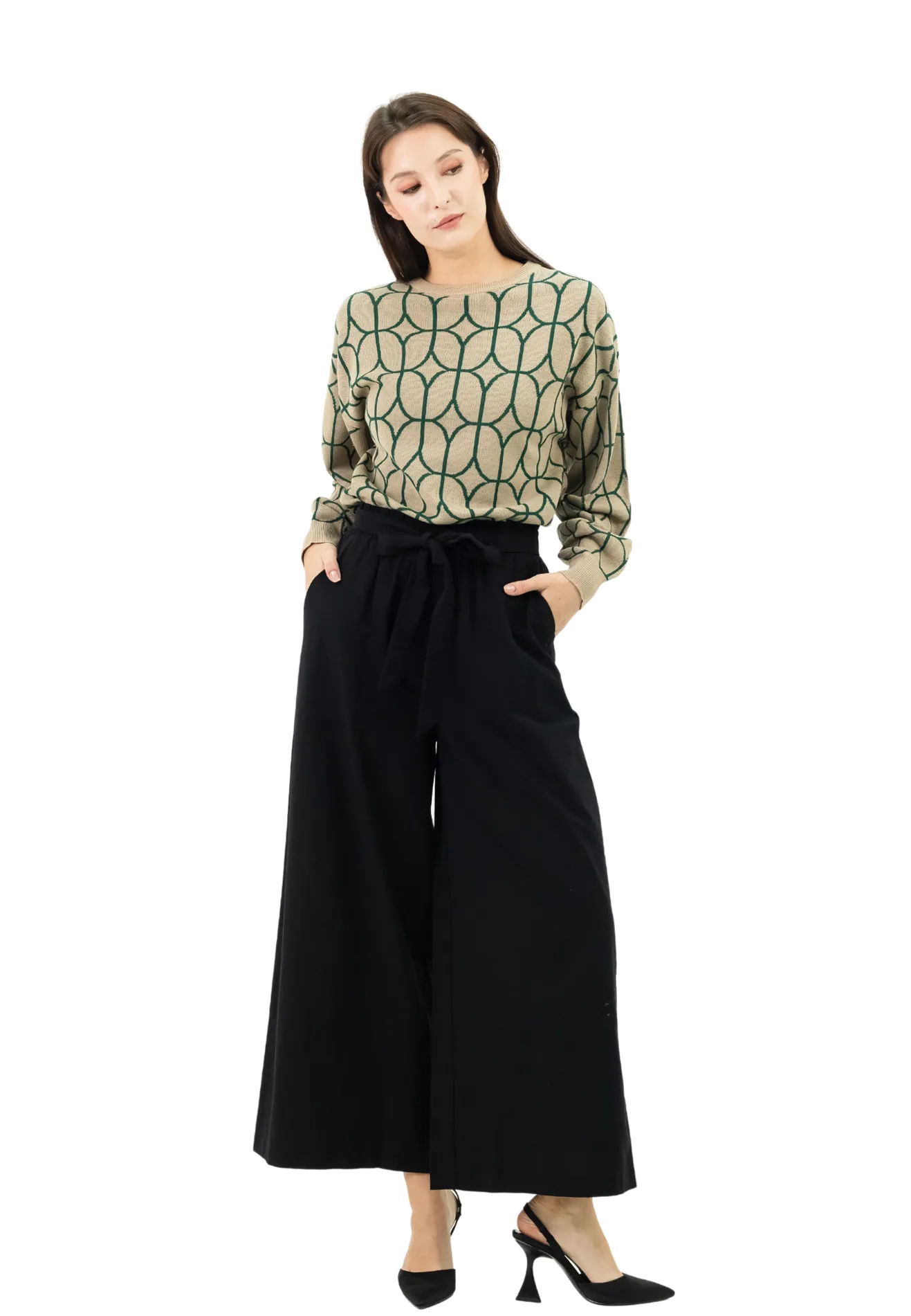 DAISY By VOIR Drawstring Ribbon Wide Leg Culottes