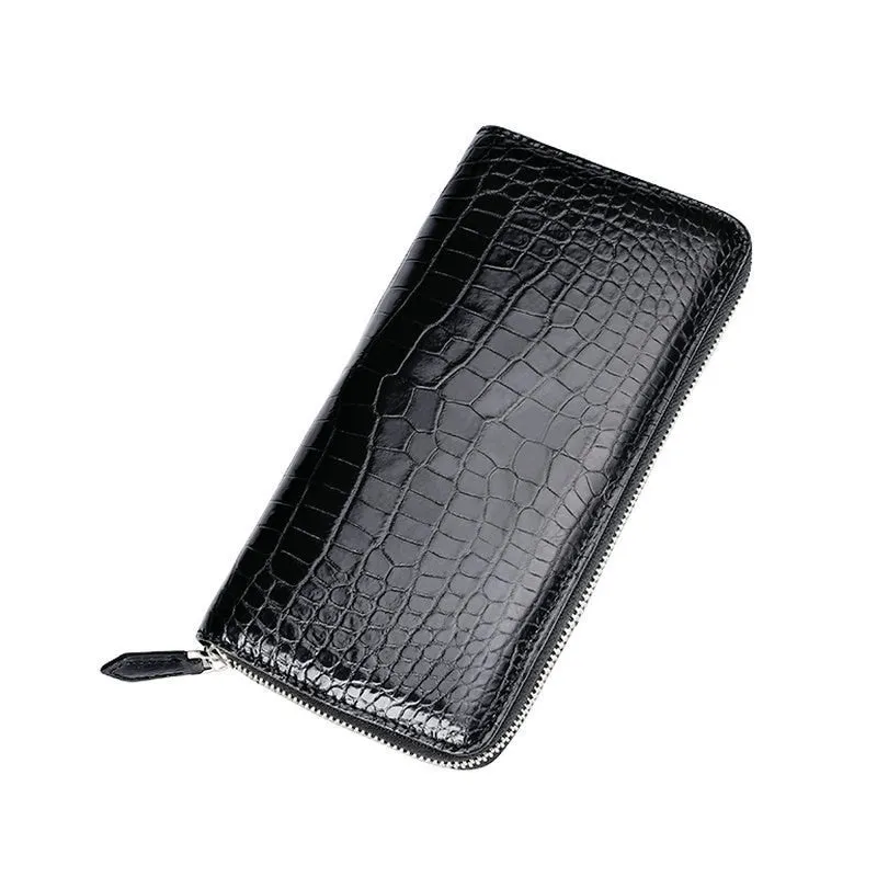 Designer Men Crocodile Leather Long Wallet Luxury Business Zipper Clutch Multi Card Slots Wallet