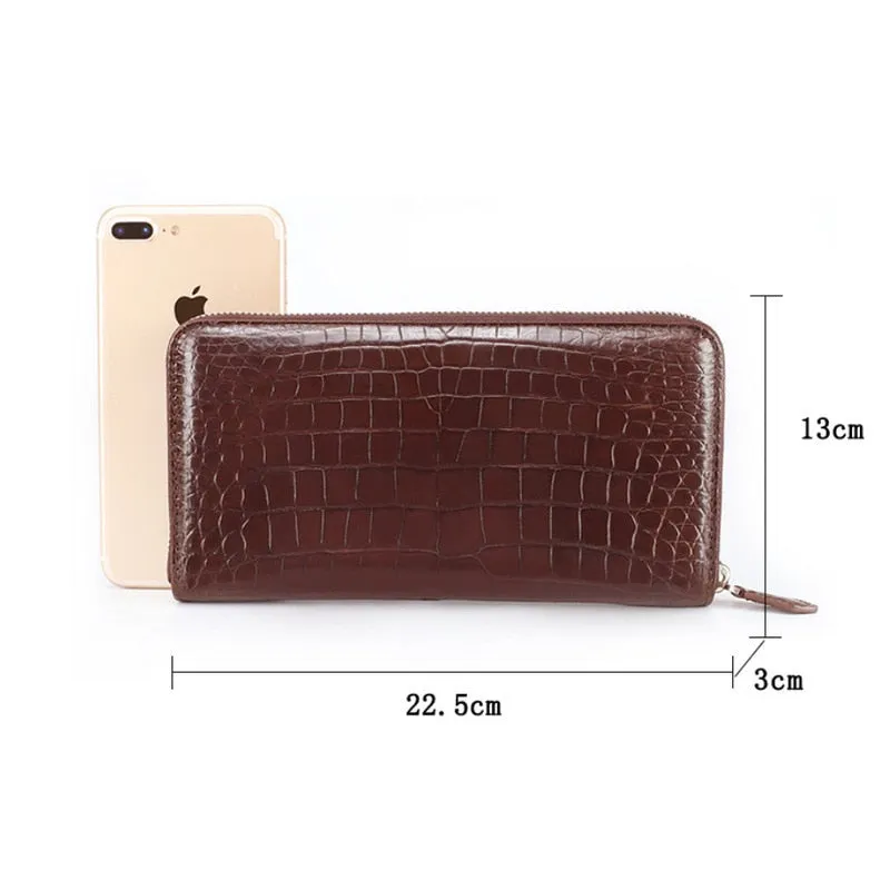 Designer Men Crocodile Leather Long Wallet Luxury Business Zipper Clutch Multi Card Slots Wallet