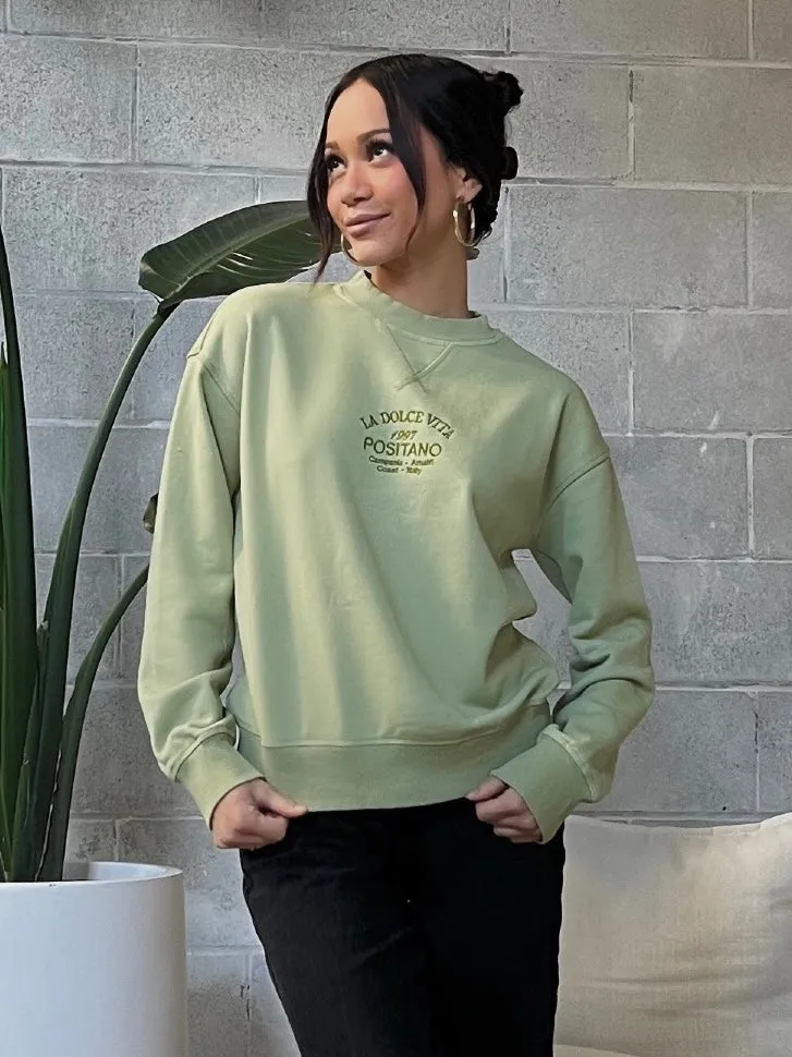 DEX Embroidered Positano Crewneck Sweatshirt