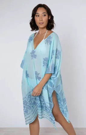 DHAKA PRINT PONCHO - Blue