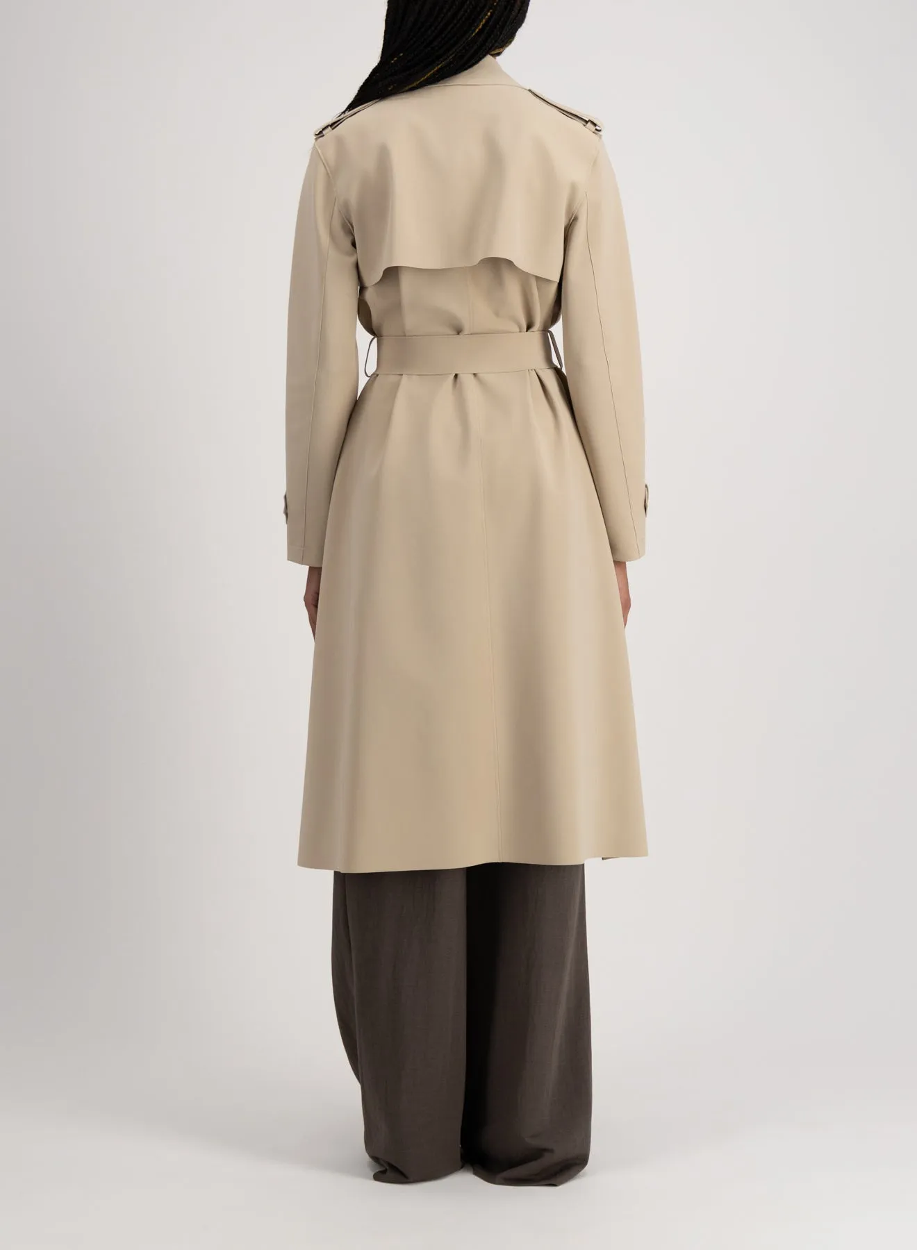 Double Vent Trench Coat Scuba in Sand