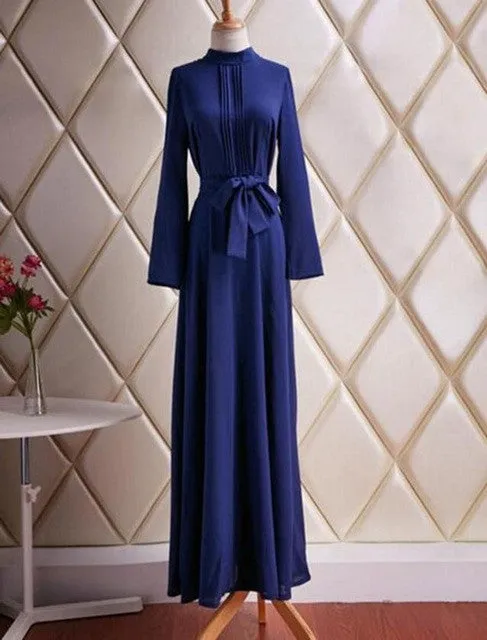 Dress Party Evening Elegant Long Sleeve Slim Dress Maxi Dress Solid Blue Dress Vestidos De Festa Vestido Longo#C805 SM6