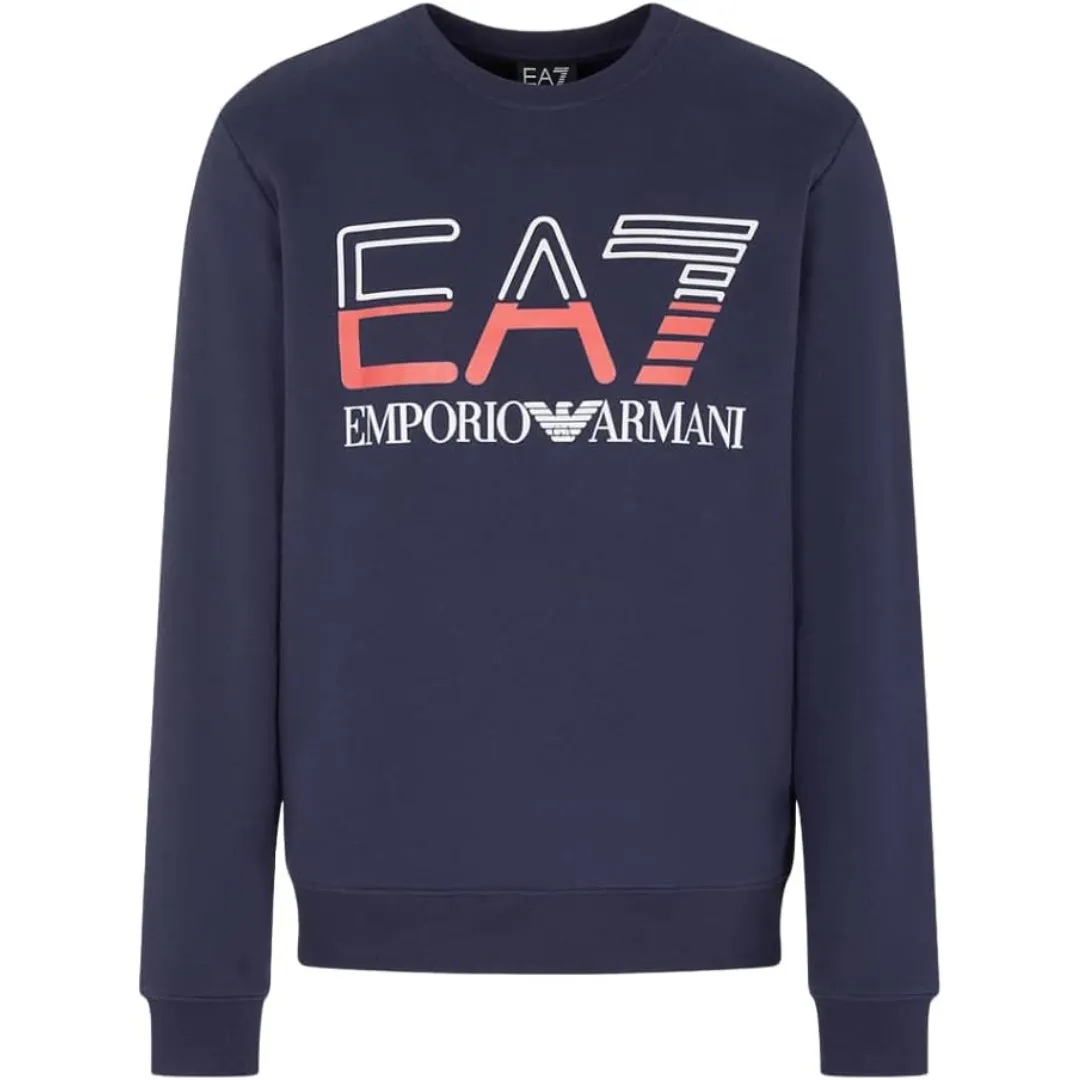 EA7 Large Brand Logo Navy Blue Sweatershirt