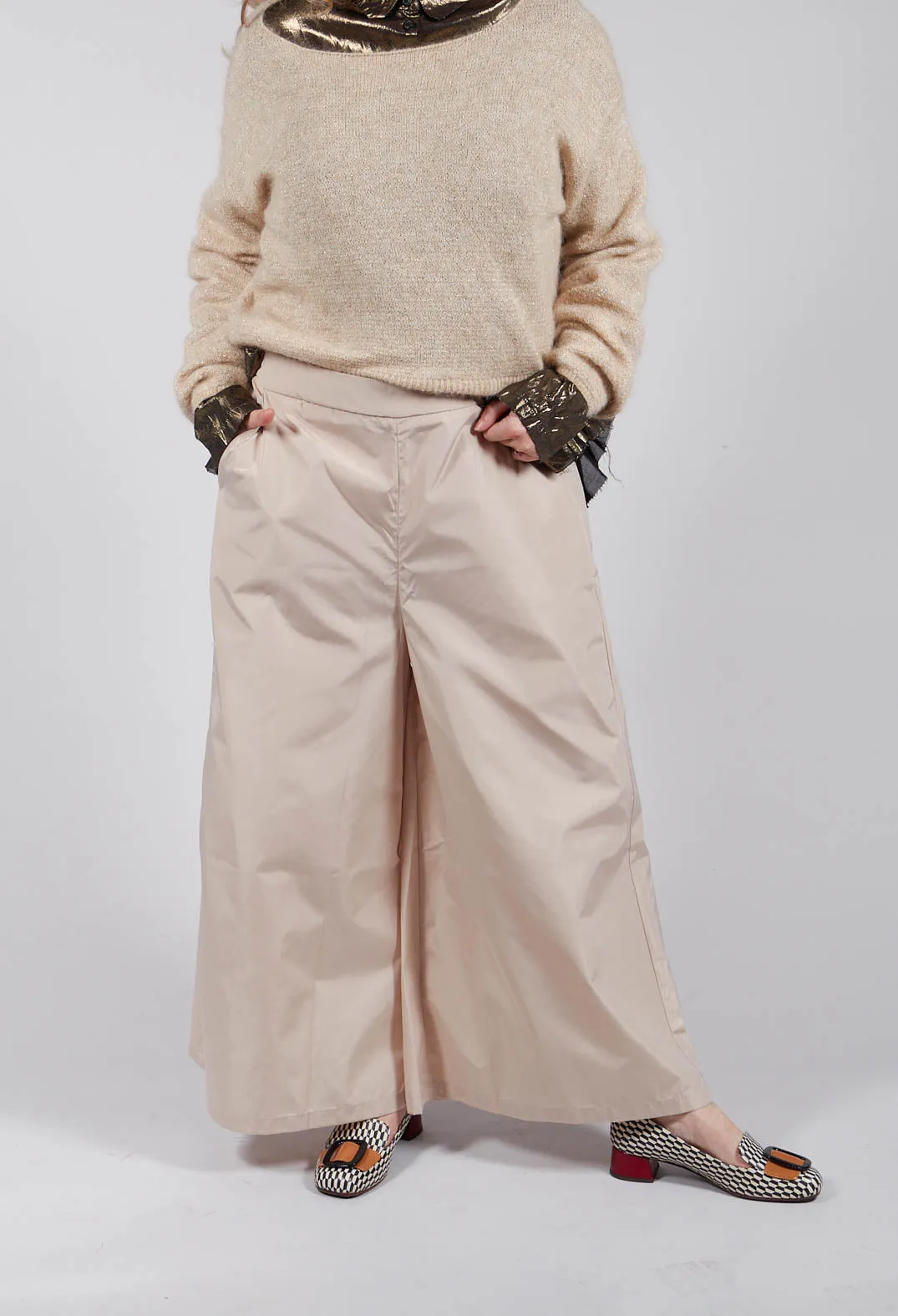 Elastic Cotton Culottes in Powder