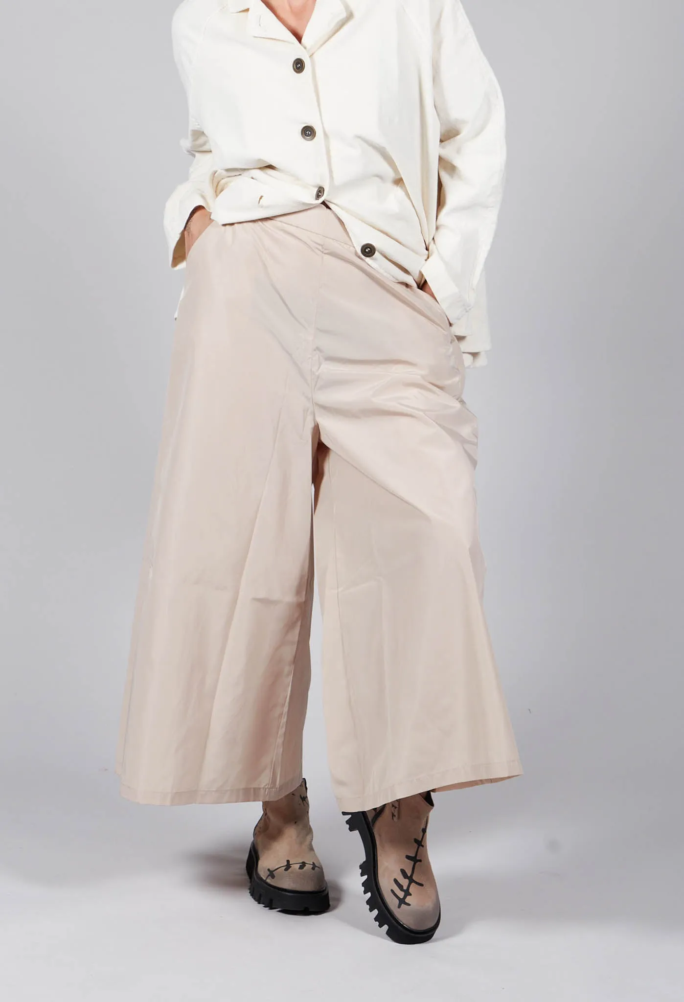 Elastic Cotton Culottes in Powder