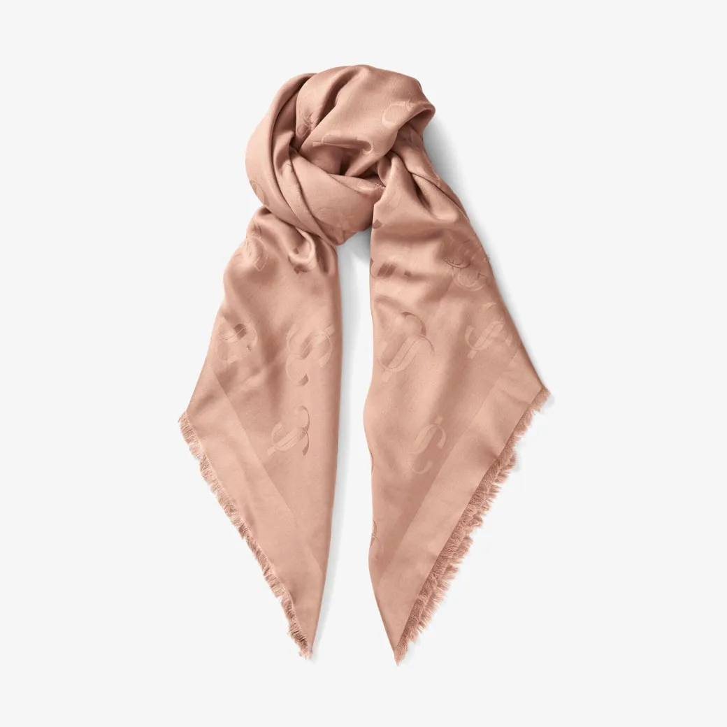 Emani Ballet Pink Silk and Wool Jacquard Shawl