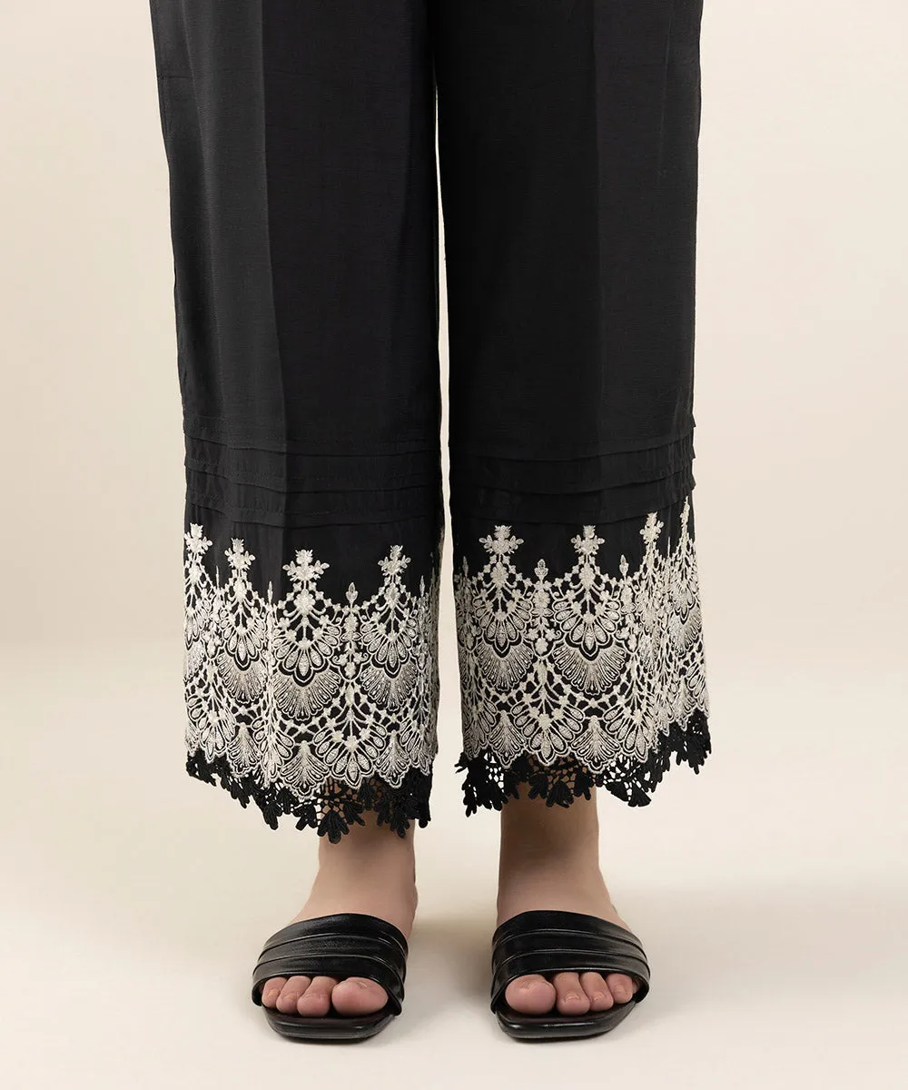 Embroidered Raw Silk Culottes