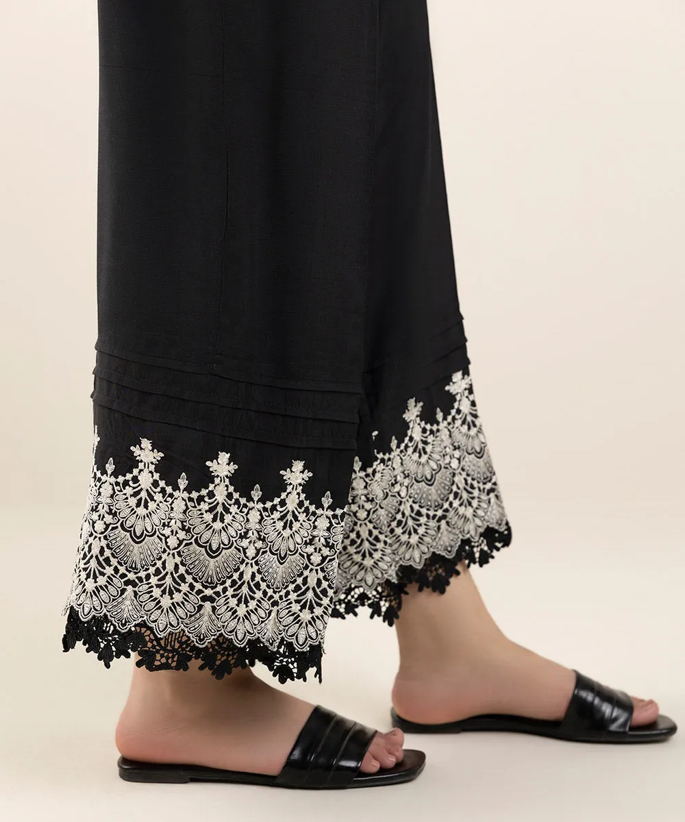 Embroidered Raw Silk Culottes