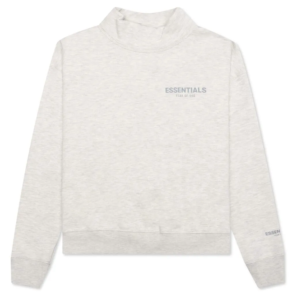 Essentials Kid's Pullover Mockneck - Light Heather Oatmeal