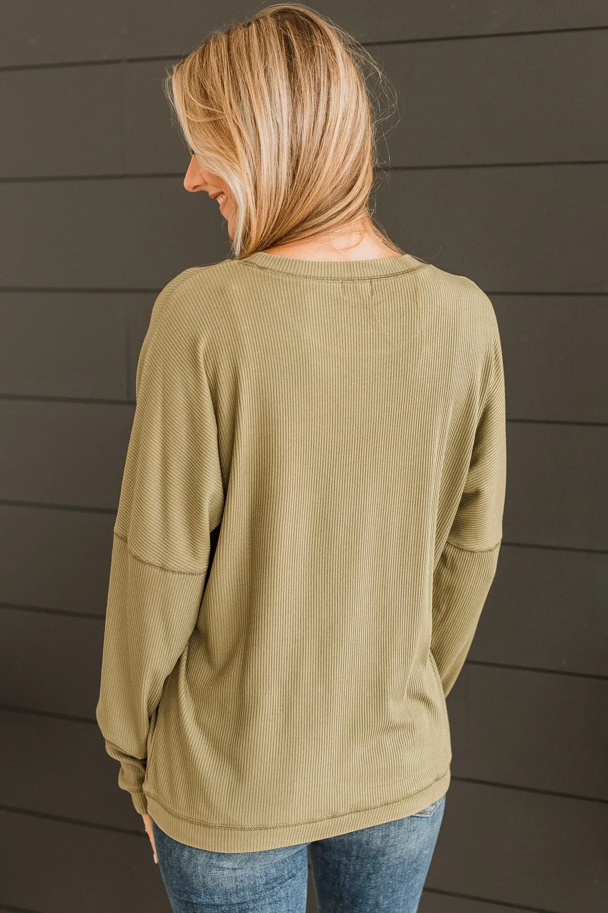 Express It All Knit Pullover Top- Olive