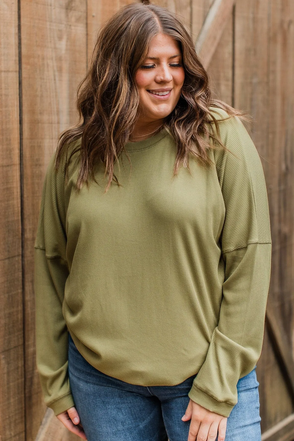 Express It All Knit Pullover Top- Olive