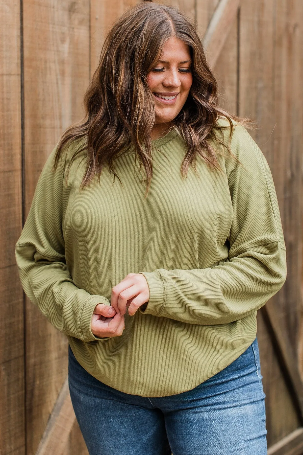 Express It All Knit Pullover Top- Olive