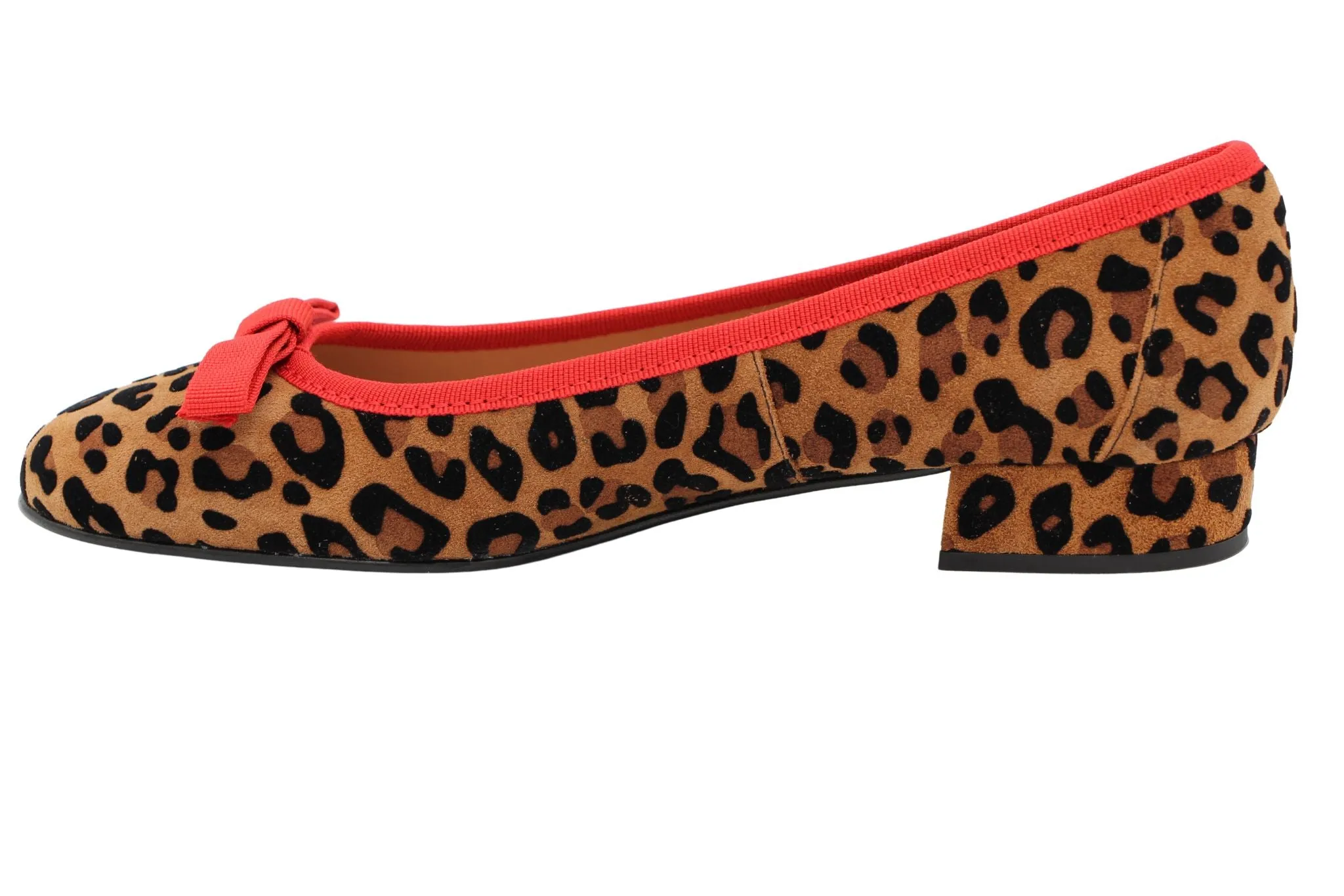 Fabucci Leopard Print Ballerina with Red Bow