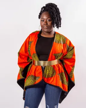 Fall Print Poncho with a Free Belt