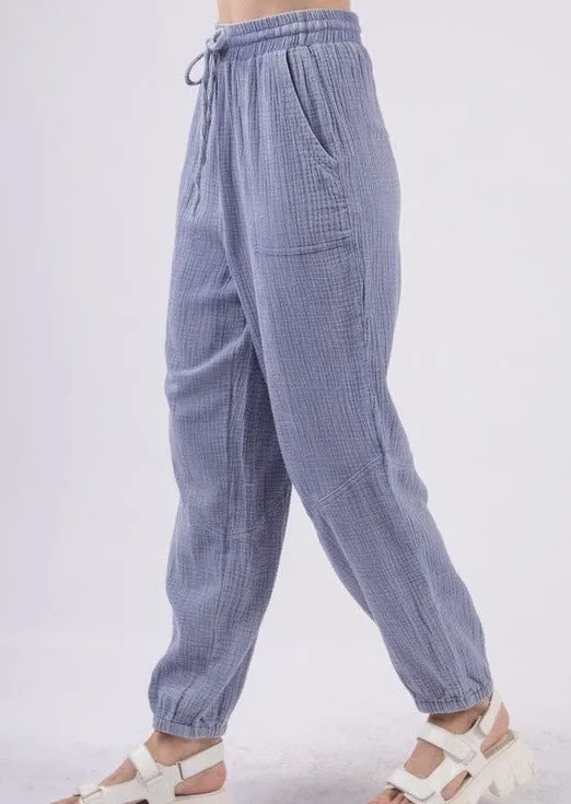 FINAL SALE - Comfy Gauze Joggers - 2 Colors!