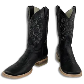 FLAT BLACK | MEN SQUARE TOE WESTERN BOOTS