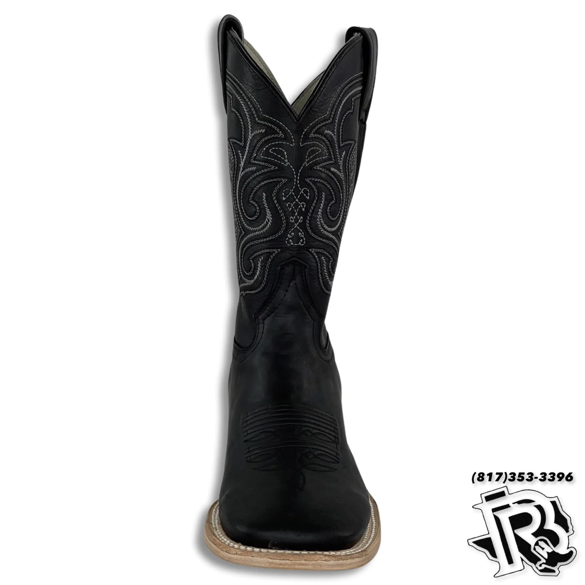 FLAT BLACK | MEN SQUARE TOE WESTERN BOOTS