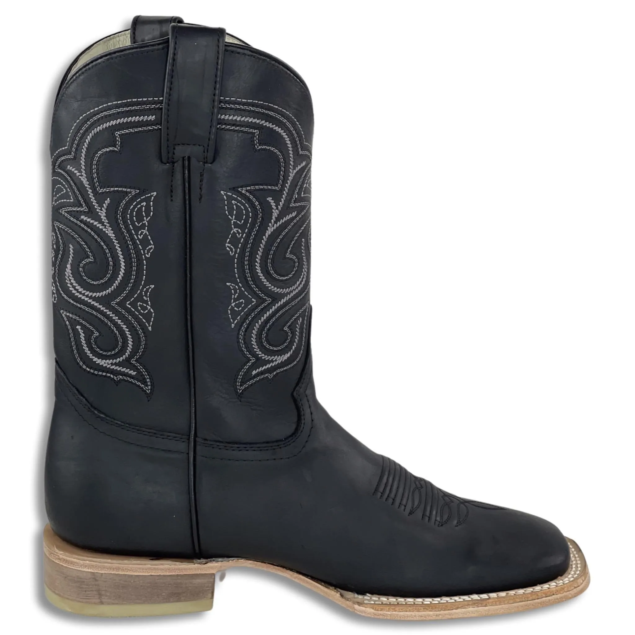 FLAT BLACK | MEN SQUARE TOE WESTERN BOOTS