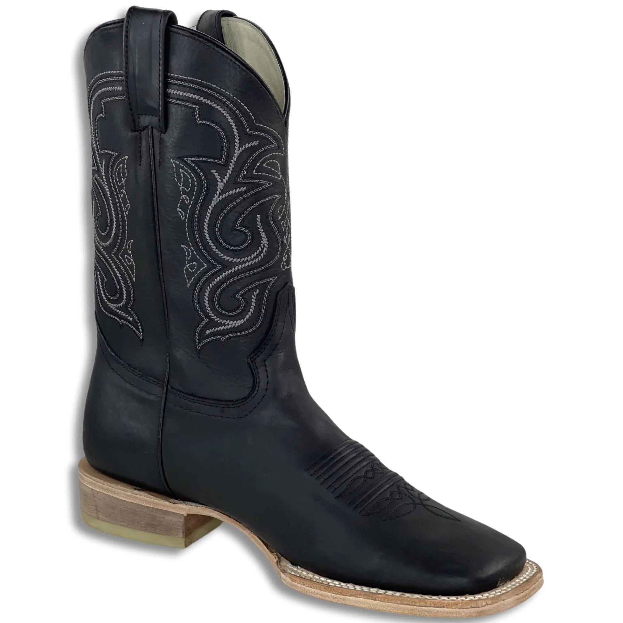 FLAT BLACK | MEN SQUARE TOE WESTERN BOOTS