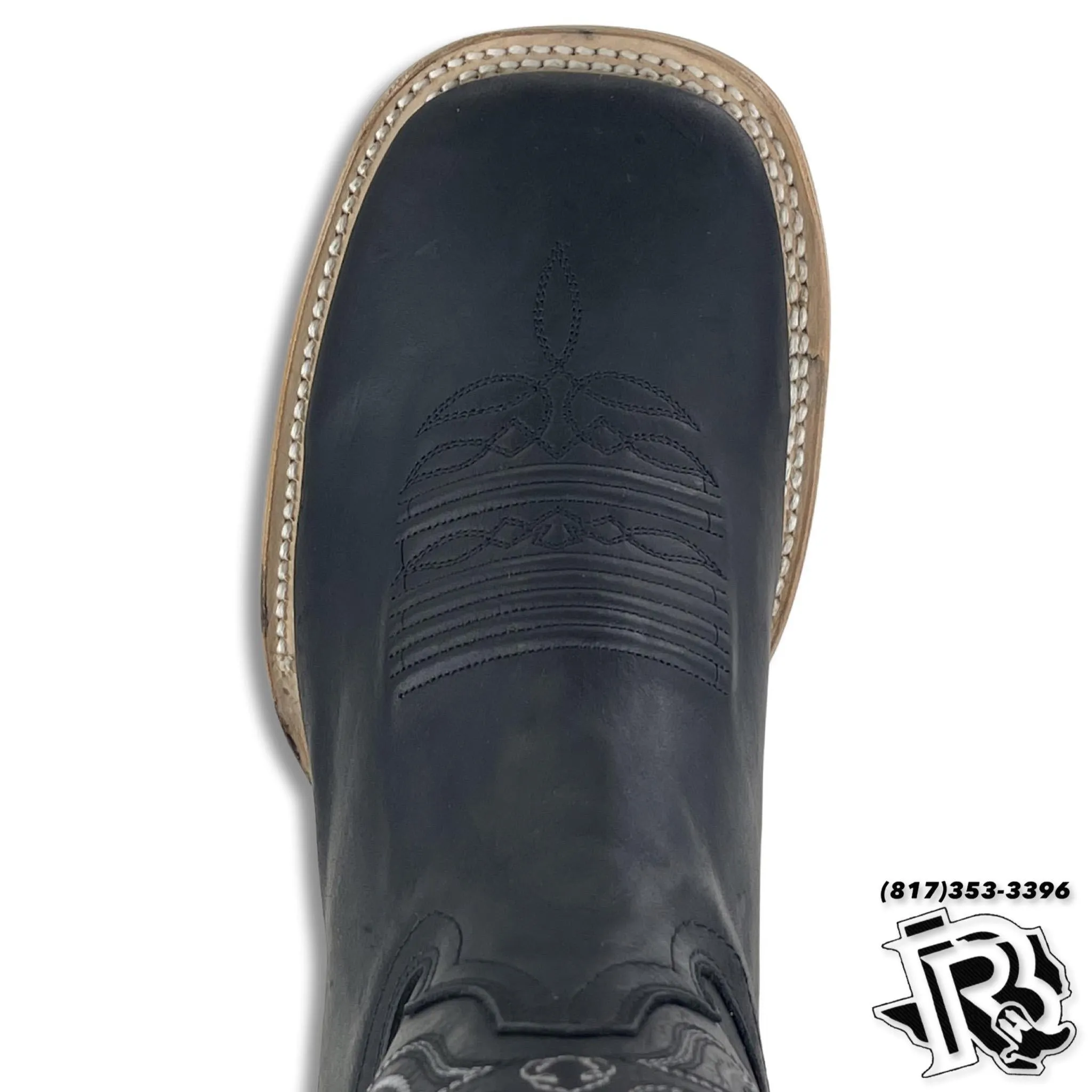 FLAT BLACK | MEN SQUARE TOE WESTERN BOOTS