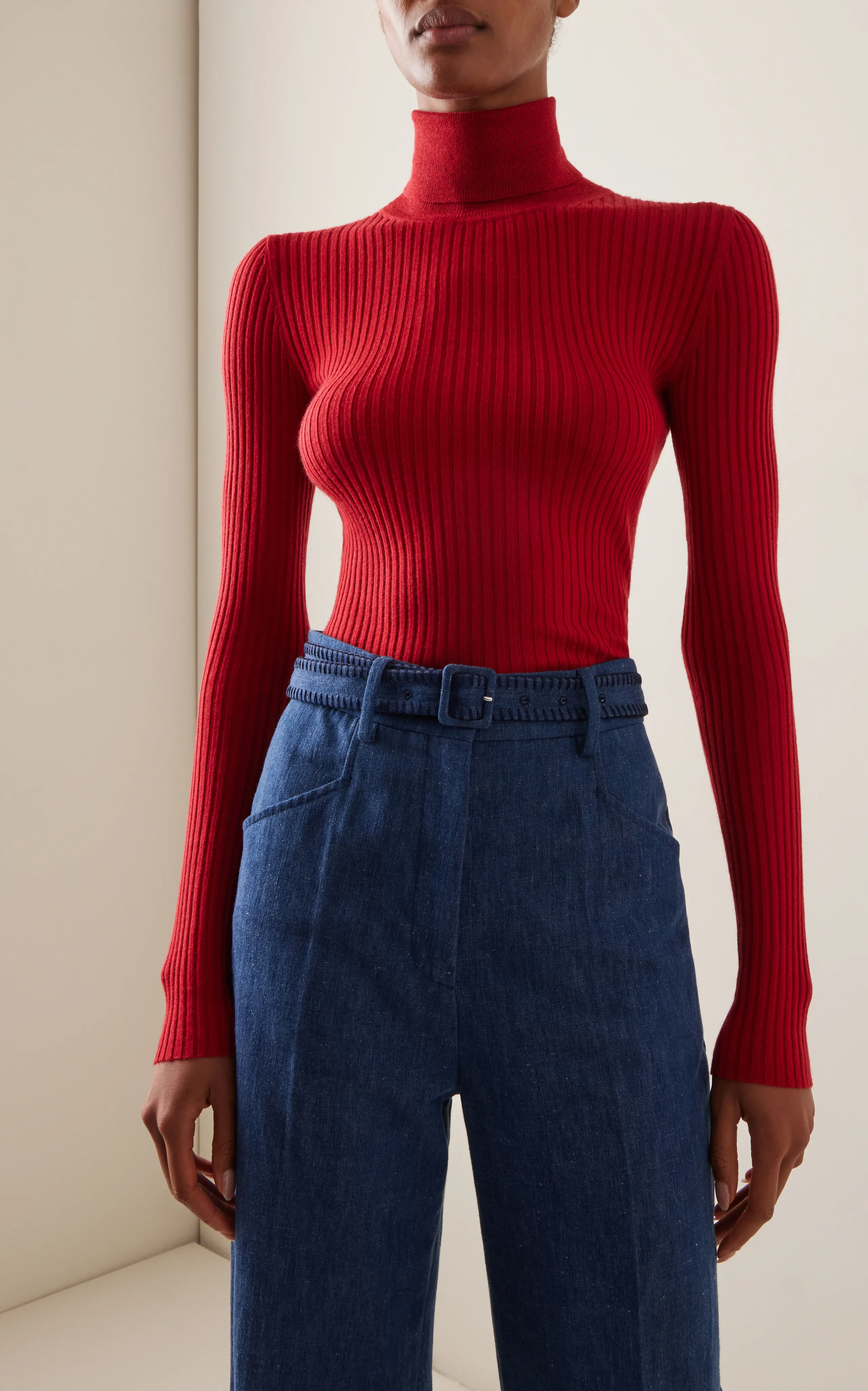 Gabriela Hearst Peppe Ribbed-Knit Cashmere-Silk Turtleneck Sweater