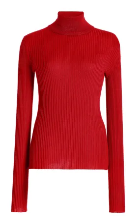 Gabriela Hearst Peppe Ribbed-Knit Cashmere-Silk Turtleneck Sweater