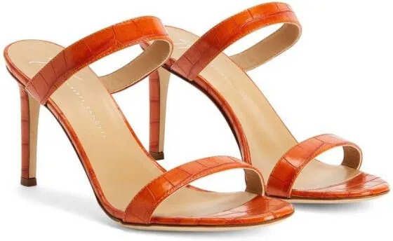 Giuseppe Zanotti Calista 85mm double-strap mules Orange